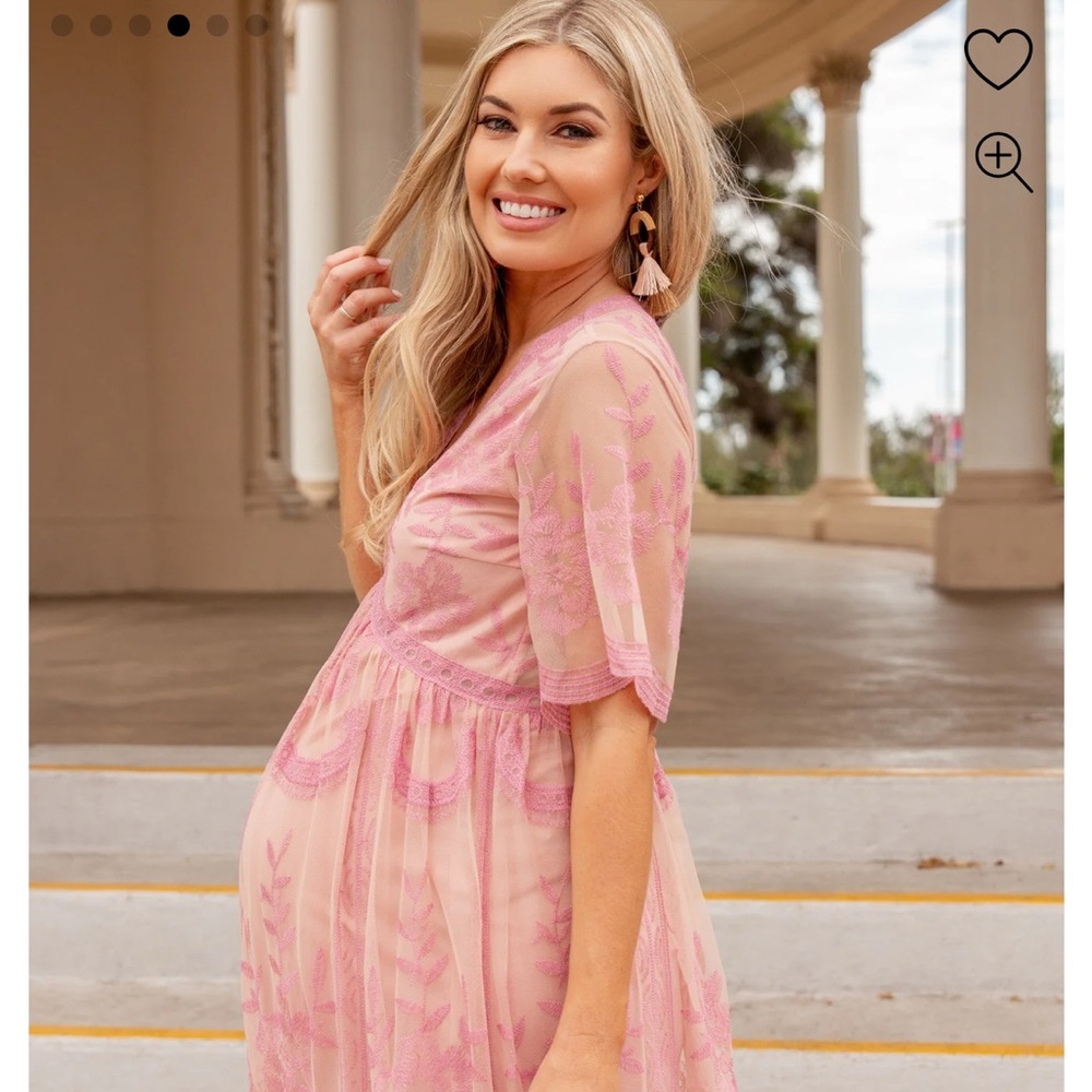 PinkBlush lace overlay dress